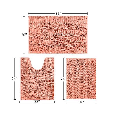 Striped Bathroom Rug Set Ultra Soft Non Slip and Absorbent