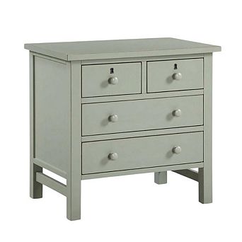 Antique Gray Nightstand with 4 Storage Drawers and Casual Style