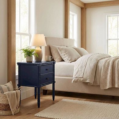 Midnight Blue Nightstand with 2 Drawers and Modern Design