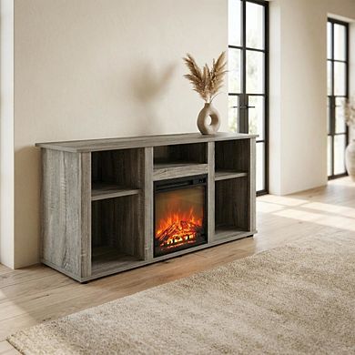 FurniFact Fireplace TV Stand with Open Storage for TVs up to 55 inches