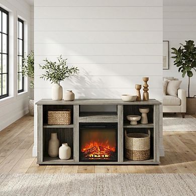 FurniFact Fireplace TV Stand with Open Storage for TVs up to 55 inches