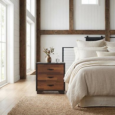 Bedroom Nightstand with Espresso Finish and Modern Design