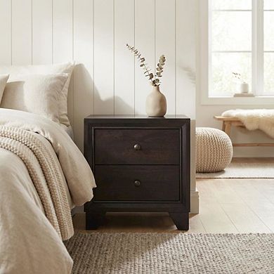 Transitional Nightstand with Sleek Finish and Functional Design