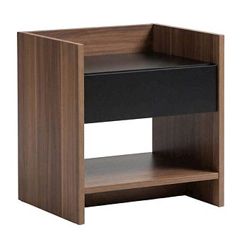 Contemporary Nightstand with Wood Finish and Single Drawer