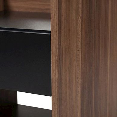 Contemporary Nightstand with Wood Finish and Single Drawer