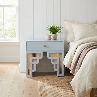 Rattan Nightstand with Soft Close Drawer and Mdf Legs