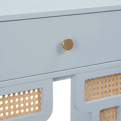 Rattan Nightstand with Soft Close Drawer and Mdf Legs