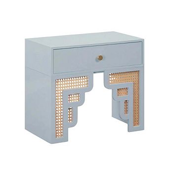 Rattan Nightstand with Soft Close Drawer and Mdf Legs