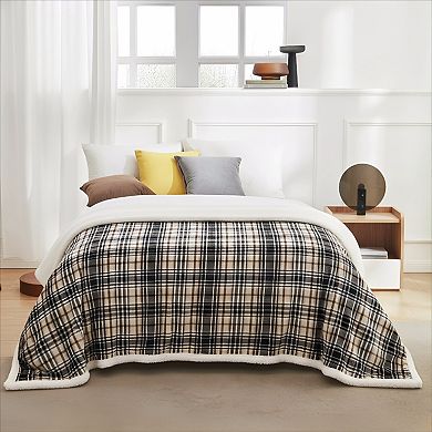 Sherpa Plaid Throw Blanket Fuzzy Fluffy and Cozy Soft