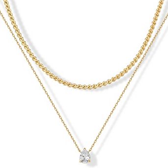 ZUQIETA 14K Gold Plated Colored Diamond Multi-Layer Snake Chain Necklace Set
