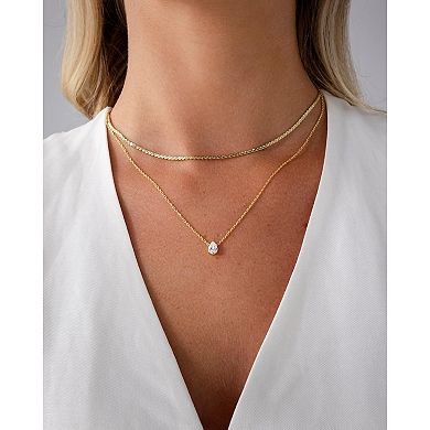 ZUQIETA 14K Gold Plated Colored Diamond Multi-Layer Snake Chain Necklace Set