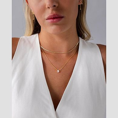 ZUQIETA 14K Gold Plated Colored Diamond Multi-Layer Snake Chain Necklace Set