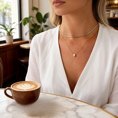 ZUQIETA 14K Gold Plated Colored Diamond Multi-Layer Snake Chain Necklace Set