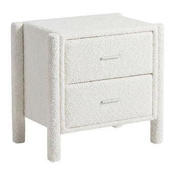 Modern Teddy- Fabric Nightstand with 2 Drawers for Bedroom Decor