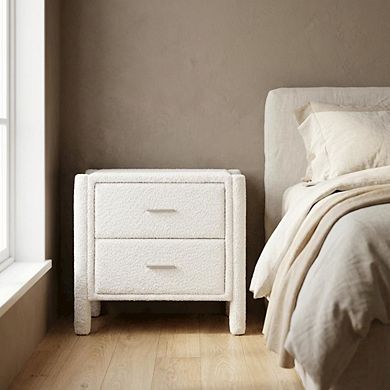 Modern Teddy- Fabric Nightstand with 2 Drawers for Bedroom Decor