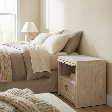 Sea Oat Drawer Nightstand with Distressed Finish and Stylish Design