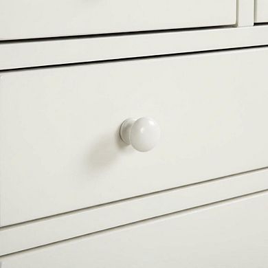 Antique White Nightstand with 4 Drawers and Faux Keyhole Accents