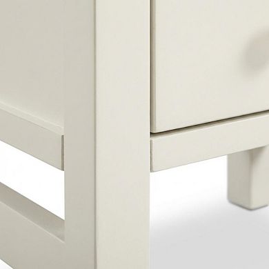 Antique White Nightstand with 4 Drawers and Faux Keyhole Accents