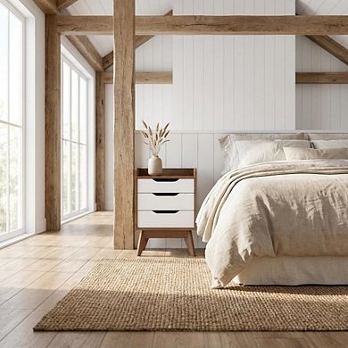 Mid-Century Modern Nightstand with Storage Drawers