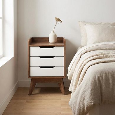 Mid-Century Modern Nightstand with Storage Drawers