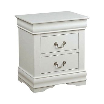 Traditional Nightstand with Brushed Nickel Handle, Solid Wood Construction