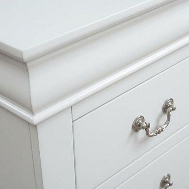 Traditional Nightstand with Brushed Nickel Handle, Solid Wood Construction