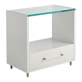 Alabaster Nightstand with Distressed Finish and Elegant Style