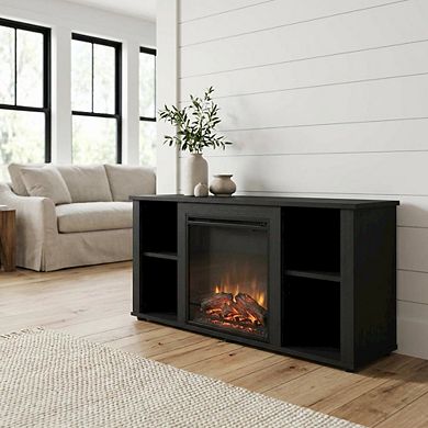 FurniFact Electric Fireplace TV Stand with Storage