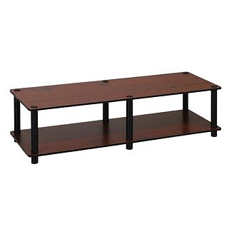 FurniFact Dark Cherry TV Stand, Tube Frame and Composite Wood Construction