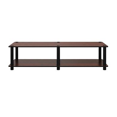 FurniFact Dark Cherry TV Stand, Tube Frame and Composite Wood Construction