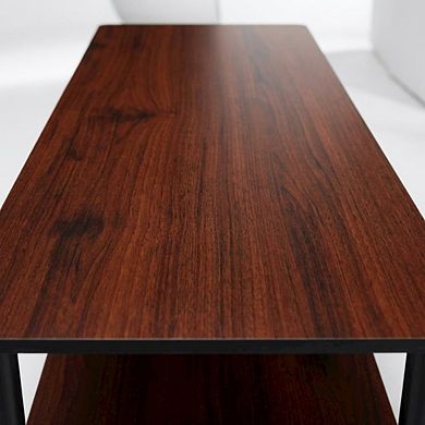 FurniFact Dark Cherry TV Stand, Tube Frame and Composite Wood Construction