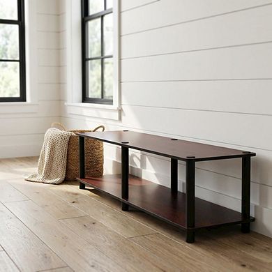 FurniFact Dark Cherry TV Stand, Tube Frame and Composite Wood Construction