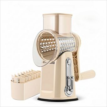 Rotary Cheese Grater with 5 Blades and Strong Suction Base