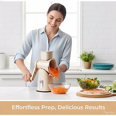 Rotary Cheese Grater with 5 Blades and Strong Suction Base