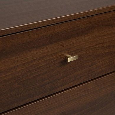 Mid Century Modern Cherry Nightstand with Two Drawers and Laminated Finish