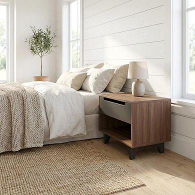 Starlight Canyon Home Nightstand with Drawer and Folding Door for Bedroom