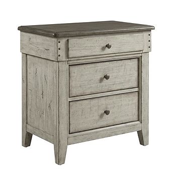 Nightstand with Charging Station and Weathered Linen Touch