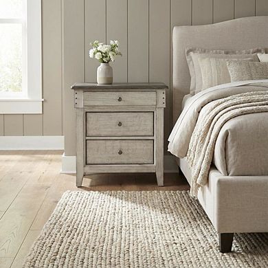 Nightstand with Charging Station and Weathered Linen Touch
