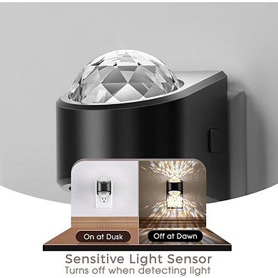 Dimmable LED Projector Night Light with Automatic Soft White Illumination.