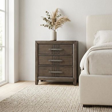 Nightstand with Distressed Finish and Ball Ing Drawer Glides