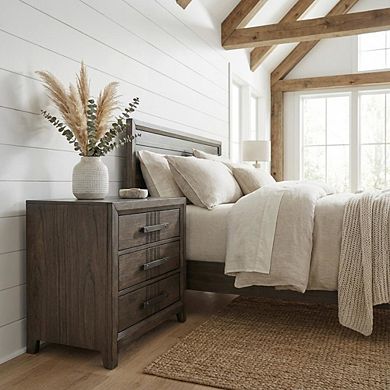 Nightstand with Distressed Finish and Ball Ing Drawer Glides