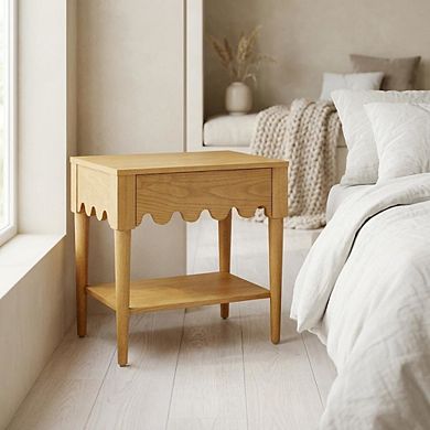 Nightstand with Soft Close Drawers and Rubberwood Legs