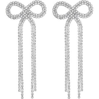 ZUQIETA Rhinestone Bow Earrings - Statement Stud & Dangle Drops for Women