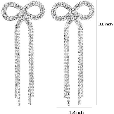 ZUQIETA Rhinestone Bow Earrings - Statement Stud & Dangle Drops for Women