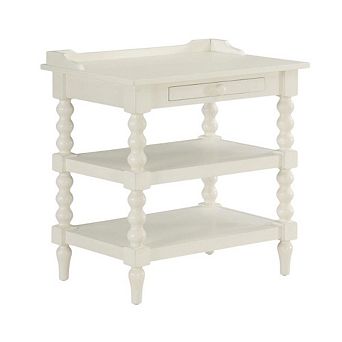 Antique White Nightstand with Hardwood Solids and Oak Veneers