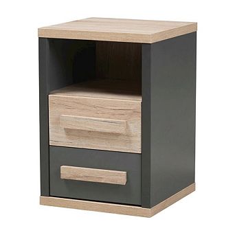 Two-Tone Bedroom Nightstand with 2 Drawers and Contemporary Style