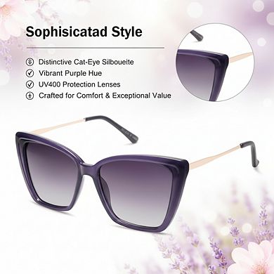 Trendy Polarized Sunglasses For Women Retro Womens Oversized Square Cat Eye Sun Glasses UV Protectio