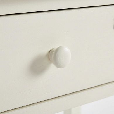 Antique White Nightstand with 1 Drawer and Casual Distressed Finish