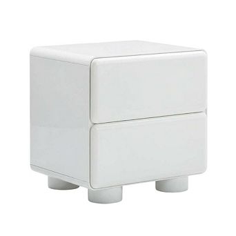 Nightstand with Rubberwood Legs and Spacious Drawer Storage