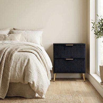 Nightstand with Modern Design and Center Drawer Glide Mechanism